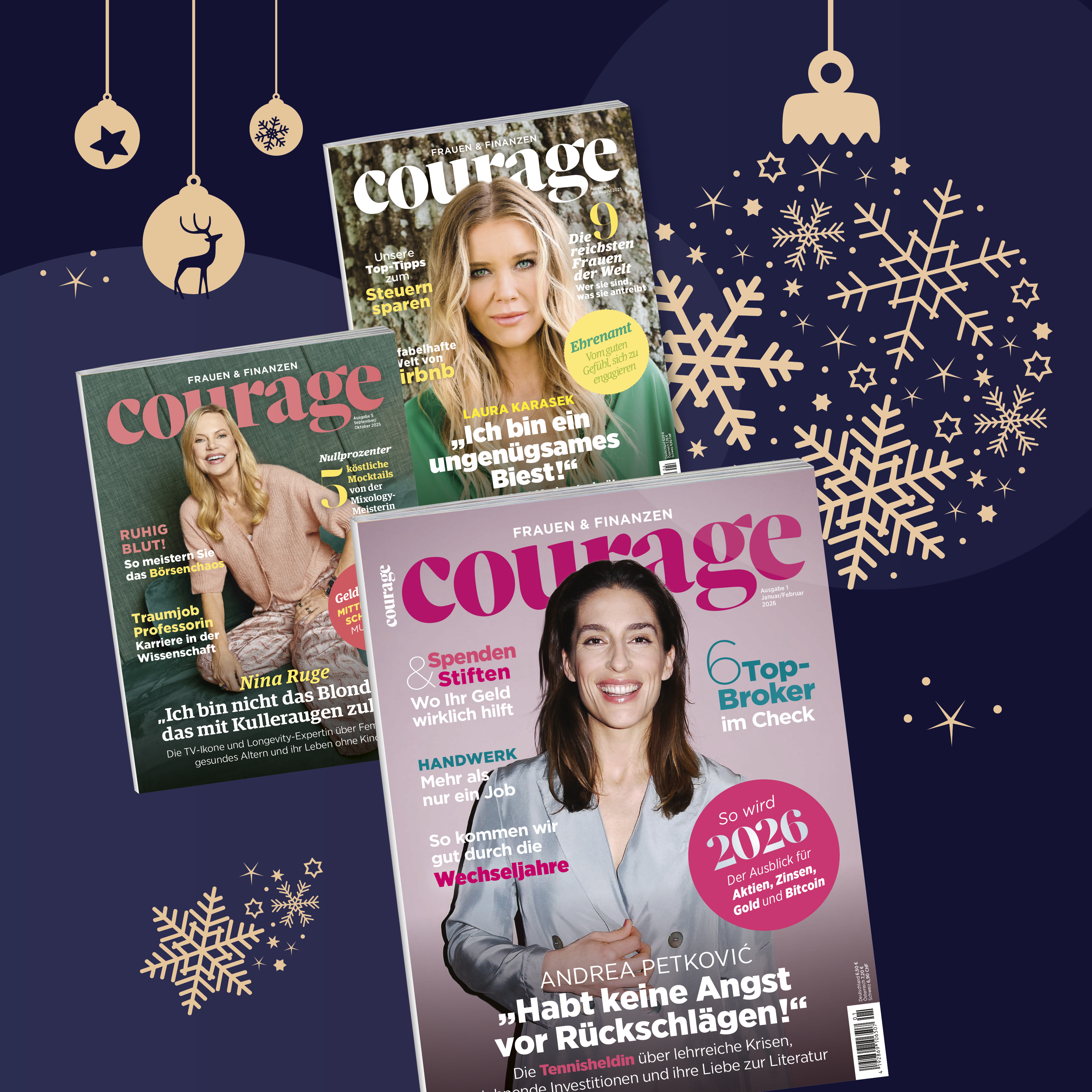 Weihnachtsangebot: 6 Ausgaben Courage (Kombi-Jahresabo - print und digital)