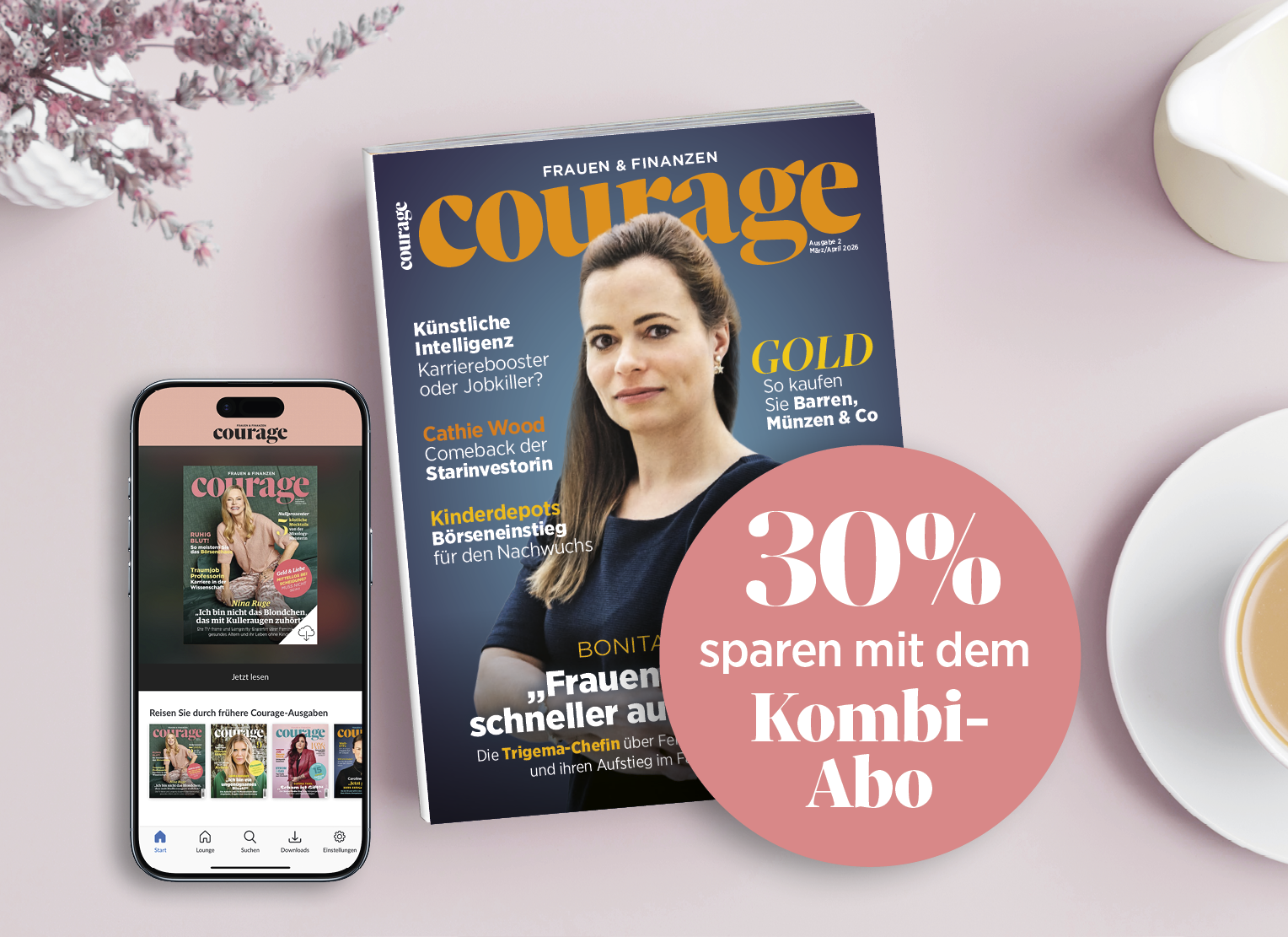 Kombi-Abonnement: 6x Courage print und digital